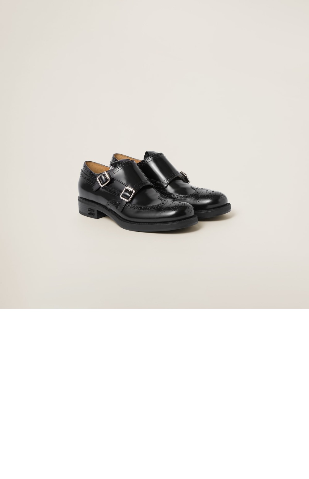 처치스 x 미우미우 브러쉬드 가죽 더블 몽크 브로그 슈즈 5E039E > Loafers and lace-ups - 로퍼 및 레이스업