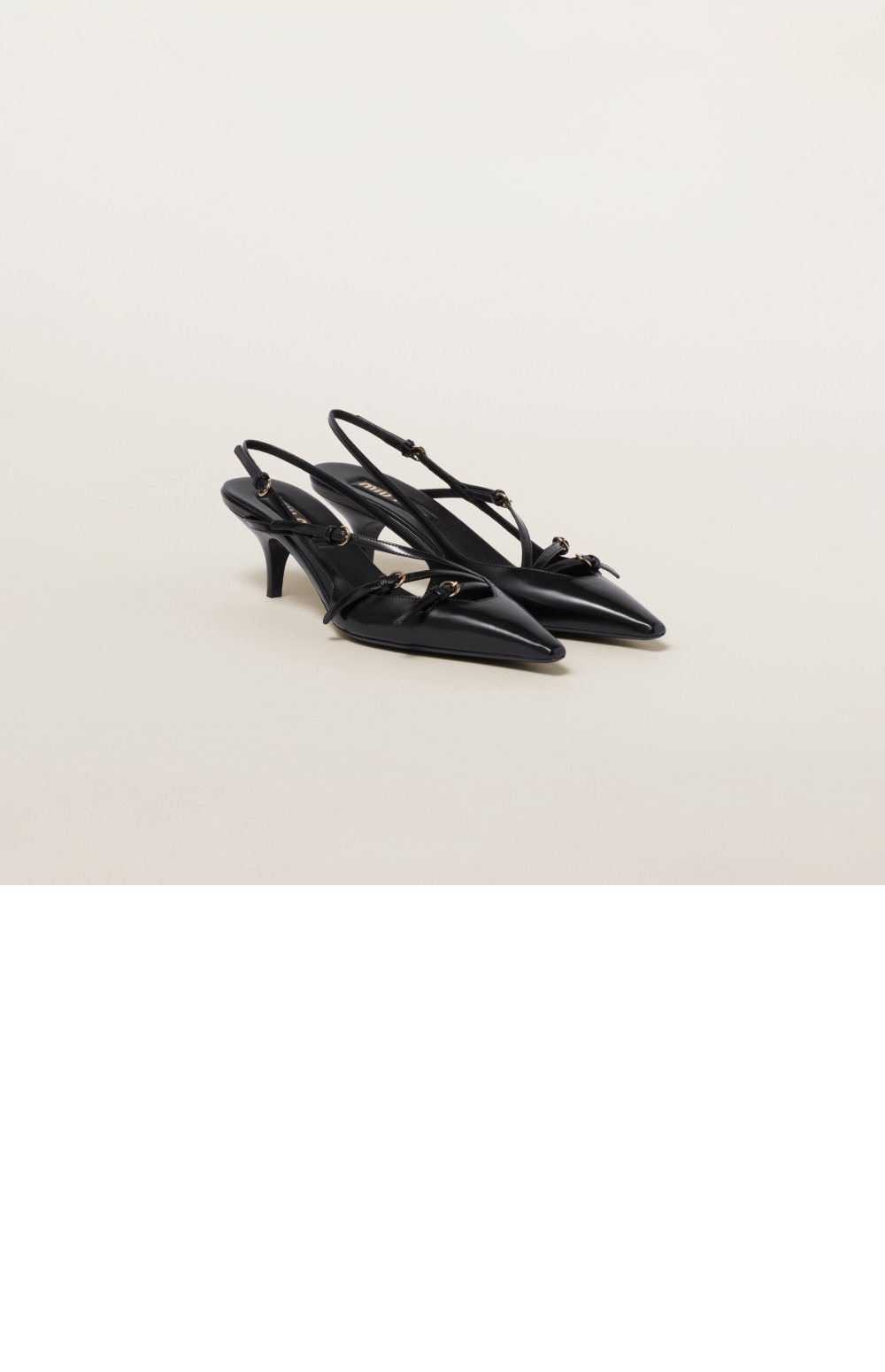 버클 디테일의 페이턴트 가죽 슬링백 5I013E > Pumps - 펌프스
