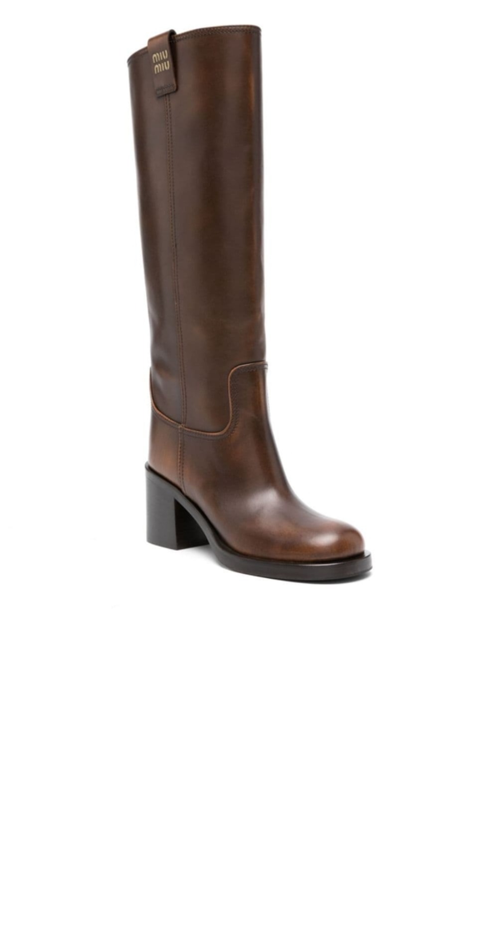 로고 디테일 레더 하이 부츠 5W967D > Boots - 부츠
