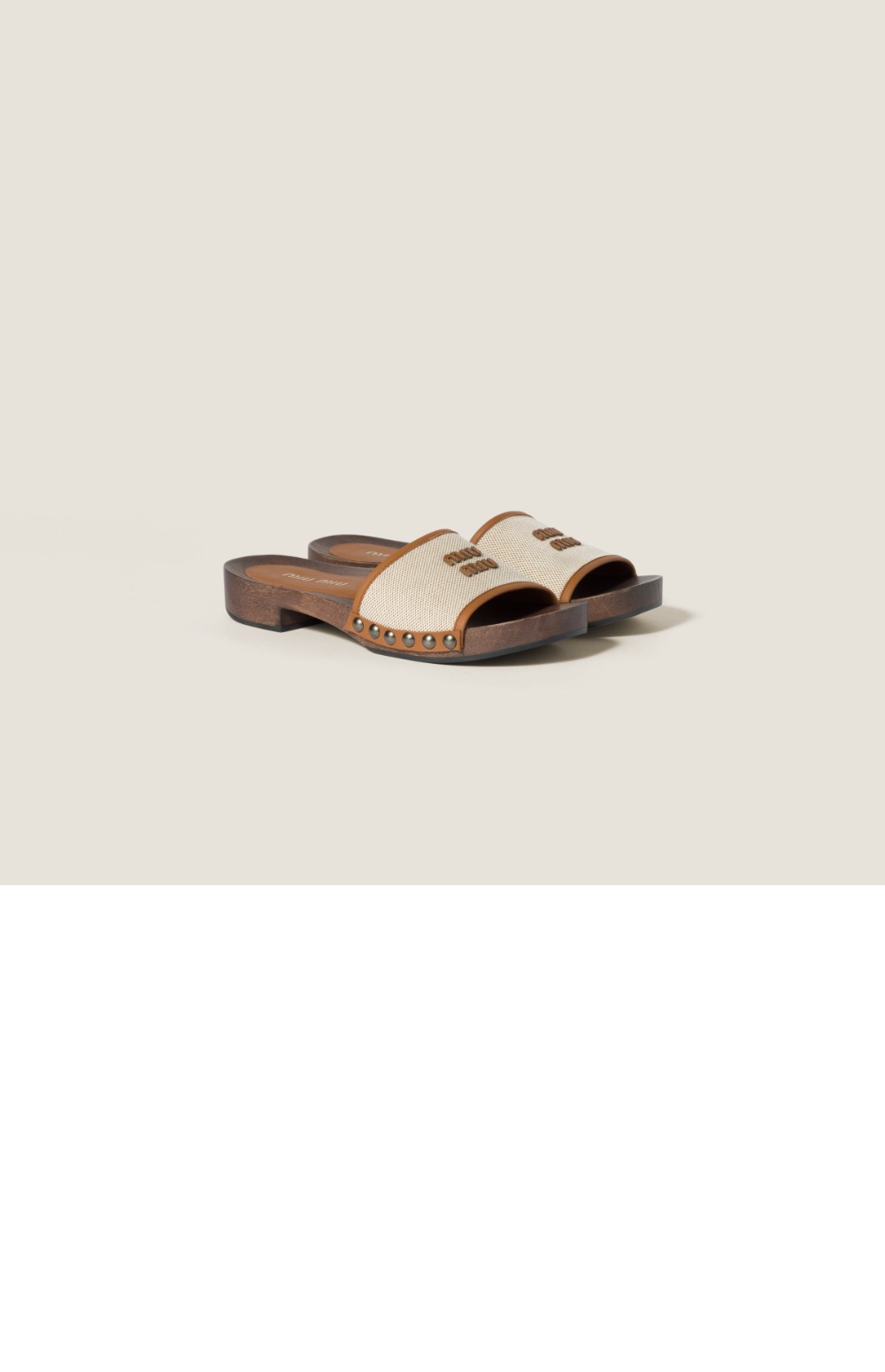 캔버스 및 가죽 클로그 5Z445E > Sandal Slippers - 샌들 슬리퍼