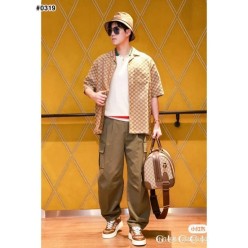 구* 남성 GG 리넨 혼방 캔버스 셔츠