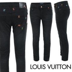 루* 컬러 자수 블랙슬림 일자진