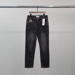 구* 포켓 로고자수 흑청바지