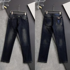 루* 모노그램 로고포인트 워싱스판 데님진수입최고급