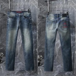 프** 로고 엠보 워싱스판 데님진수입최고급