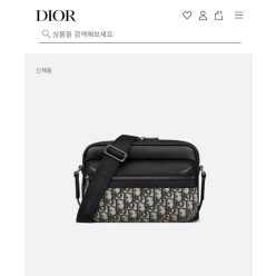 디* Rider 20 지퍼 메신저백 베이지  블랙 Oblique 자카드 블랙 그레인 송아지 가죽