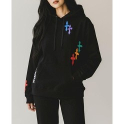 크* 멀티 컬러 프린팅 십자가 포켓 쭈리 후드수입풀(남녀공용)