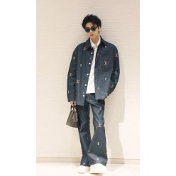 루* 멀티자수로고 데님 자켓