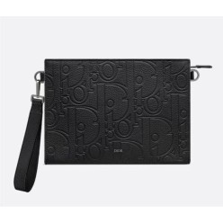 디* A5 트라이앵글 파우치 블랙 Di*r Gravity 가죽  풀박스