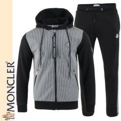 체크우븐 배색 후드 집업 셋업