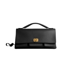 발**** 여성 벨 에어 클러치 온 스트랩 스몰 블랙 풀박스