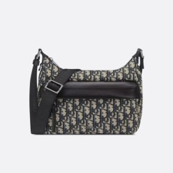 디* Rider Soft 스몰호보백 베이지블랙 Oblique 자카드 블랙 그레인 송아지 가죽풀박스