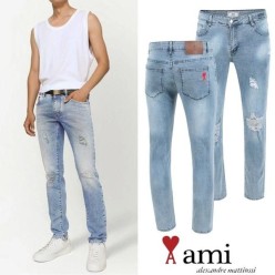 아* 드 꾀흐 레터링 데미지 워싱 슬림진