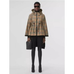 버** 로고 테이프 빈티지 체크 후드 재킷