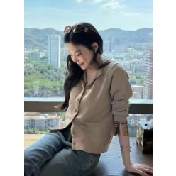 버** 체크 포인트 라운드 가디건 수입풀