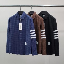 톰* 화이트완장 타탄체크 셔츠