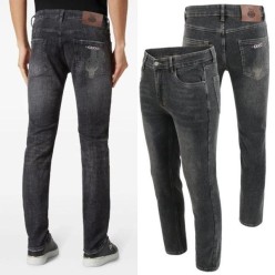 구* 레터링 자수 흑청 워싱 청바지