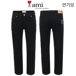 아* 안기모 블랙 스판 슬림 일자팬츠