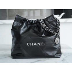 샤* 22 스몰 핸드백 샤이니 카프스킨 실버메탈블랙