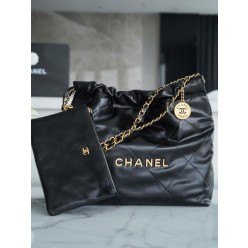 샤* 22백스몰 카프스킨 숄더백 블랙 금장