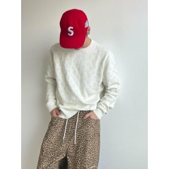 루* 전판 자수로고 니트