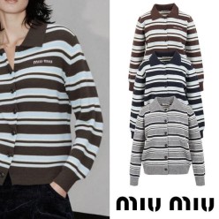 미*** 레터링자수 스트라이프 가디건