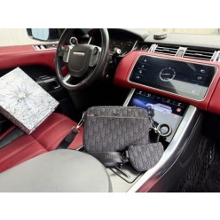 디* 크로스 새들 트리플 파우치 오블리크 자카드 블랙