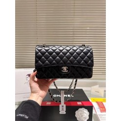 샤* 클래식 미듐 플랩백 램스킨 블랙 은장 A01112 풀박스 고급