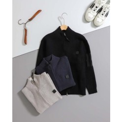 C* 컴퍼니 사각 패치 와플 니트 집업