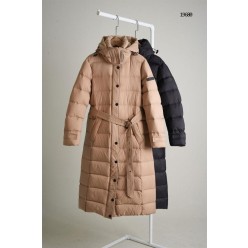 버** 여성 구스다운 벨티드 롱 패딩