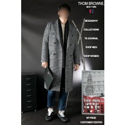 톰* Glen Check 더블 롱 코트 (글렌 체크 더블 롱코트)