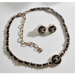 샤* 코인 레더 초커 이어링