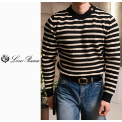 로* 피아나 최고급 스트라이프 견장니트