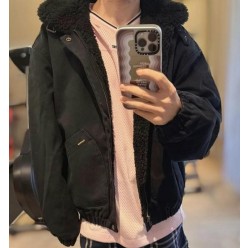 슈** 시어링 봄버 데님 자켓