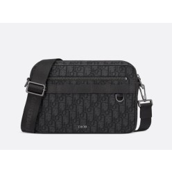 디* 사파리 맥시 메신저 백 ㅡ블랙 Dior Oblique 자카드 풀박스