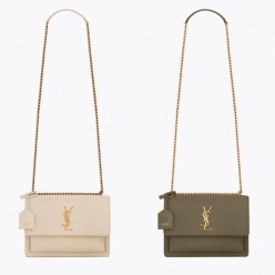 생** 부드러운 가죽 소재의 sunset 미디엄백 Khaki 풀박스