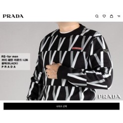 프** 브이 패턴 라운드 니트