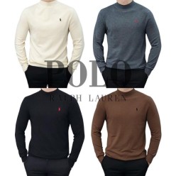 폴* 포니 자수 캐시미어 울 하프 터틀넥