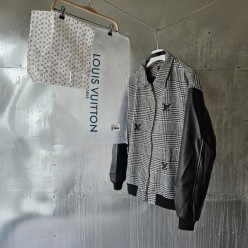 루* 믹스드 레더 앤드 울 블루종