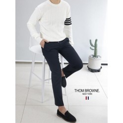 톰* 가죽탭 삼선밴딩 슬랙스