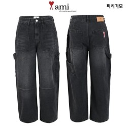 아* 안기모 벌룬와이드 솔트워싱 카펜더 팬츠