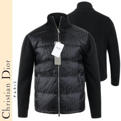 디* 자가드 니트 덕다운 패딩 집업 100 오리털