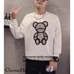 디* 곰돌이 낙서 레터링 밍크양기모 티셔츠