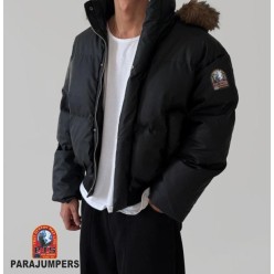 파**** 글로시 퍼 후드 숏패딩