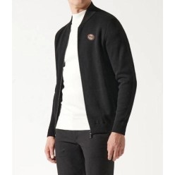 구* 골드스틸 레더 램스울 니트 집업