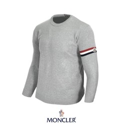 삼색라인 암밴드 와펜 울 라운드 클래식 니트