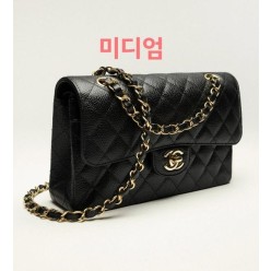 샤* NEW 클래식 미듐 캐비어 블랙 금장 풀박스