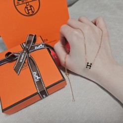 에*** 팝아슈 H 미니 목걸이 핑크골드