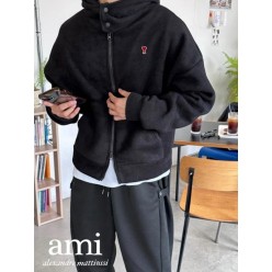 아* 하이넥 후리스 후드집업