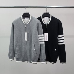 톰* 사선완장 클래식 니트 집업 자켓